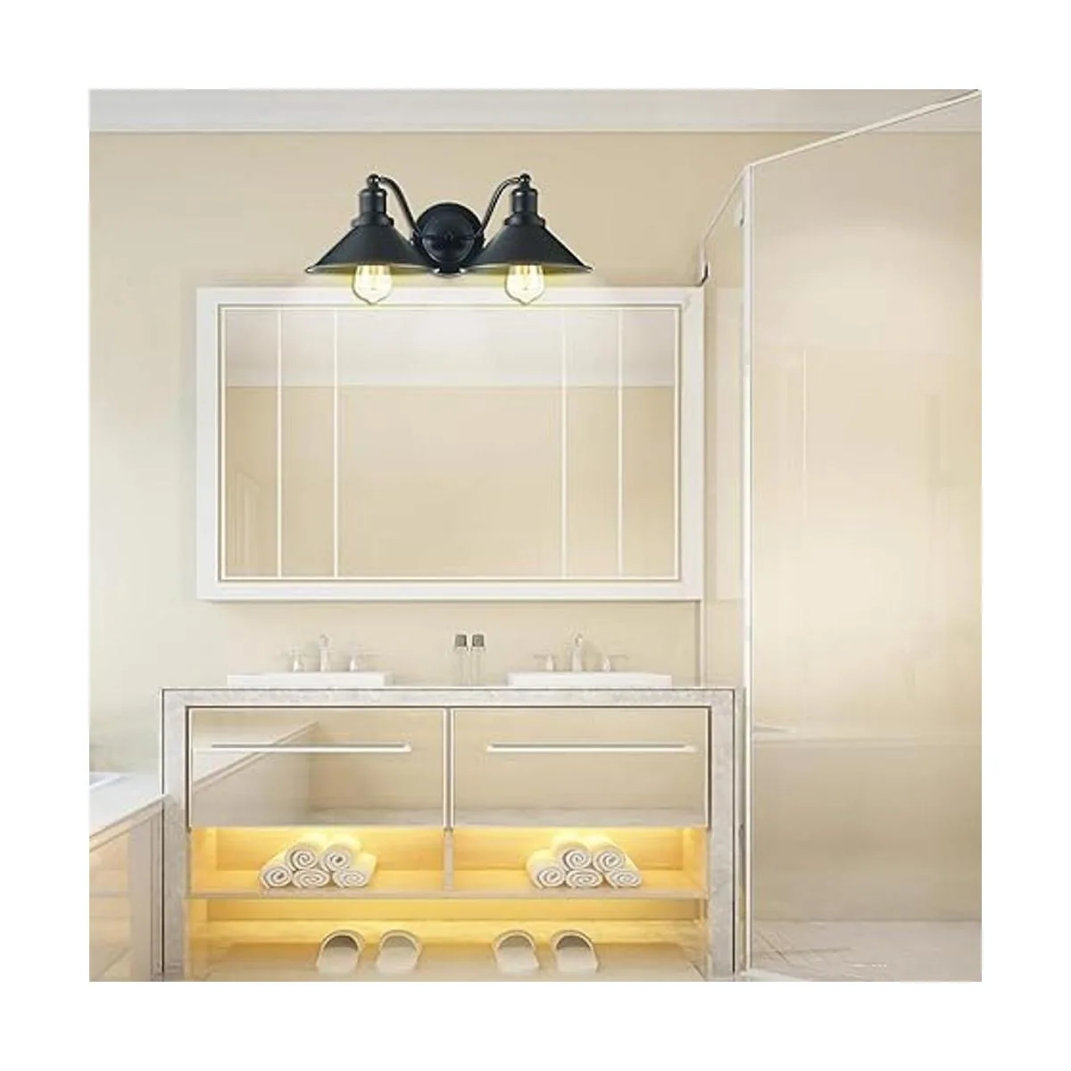 Lámpara de tocador de baño con 2 luces aplique de pared_3
