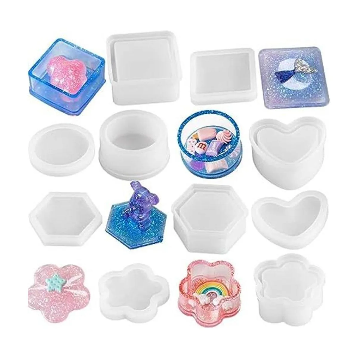 Molde de resina de silicona DIY 5 contenedores de forma