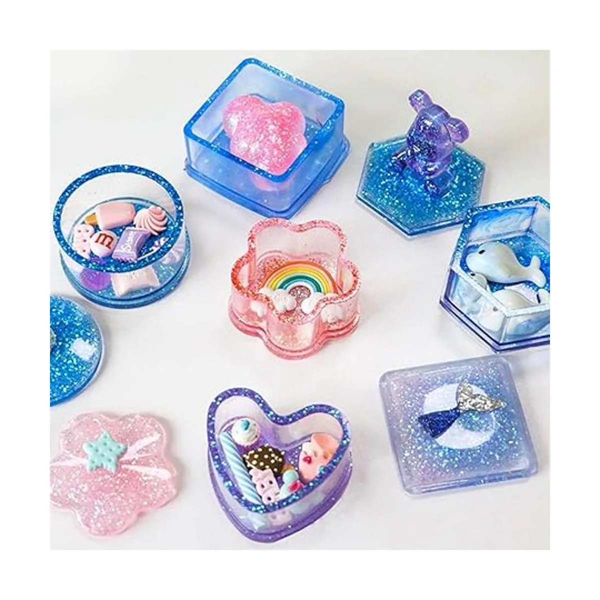 Molde de resina de silicona DIY 5 contenedores de forma