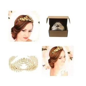 HIPIHOM Diosa griega Corona nupcial Hoja Dorada Diadema_6