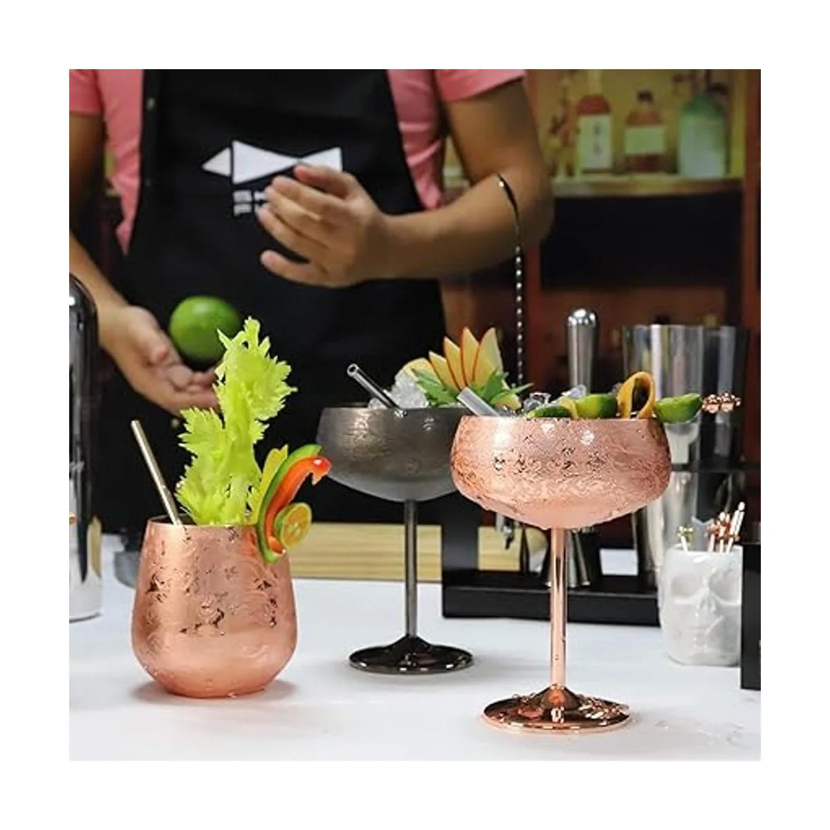 SKY FISH Copas de vino de acero inoxidable sin tallo_5