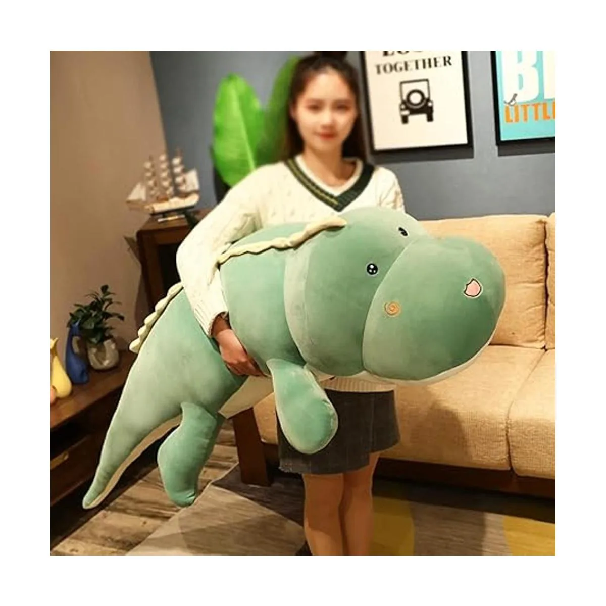 Sofipal Almohada de peluche de dinosaurio suave grande_2