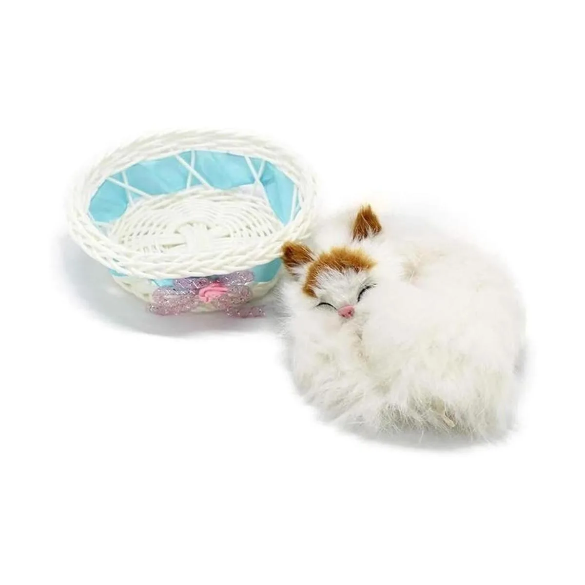 Juguete de muñeca Coolayoung gato dormido en cesta_4