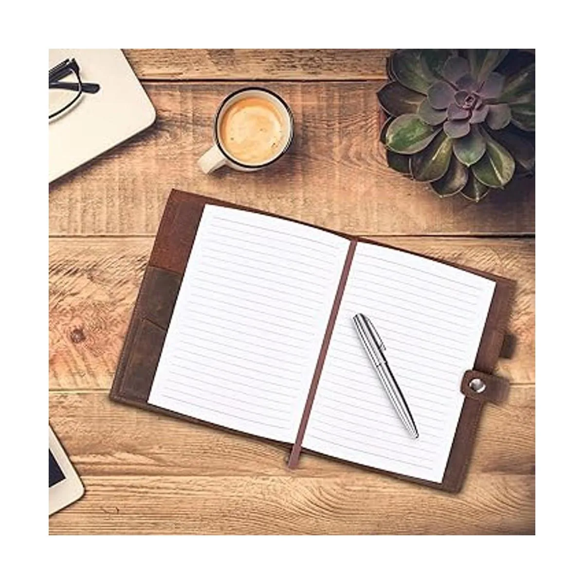 MOONSTER Cuaderno con forro de cuero recargable diario_3