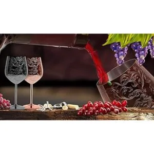 SKY FISH Copas de vino de acero inoxidable grabadas con_5