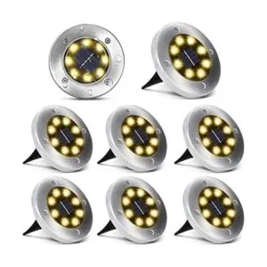 Aogist Luces solares de tierra 8 luces LED de jardín_1
