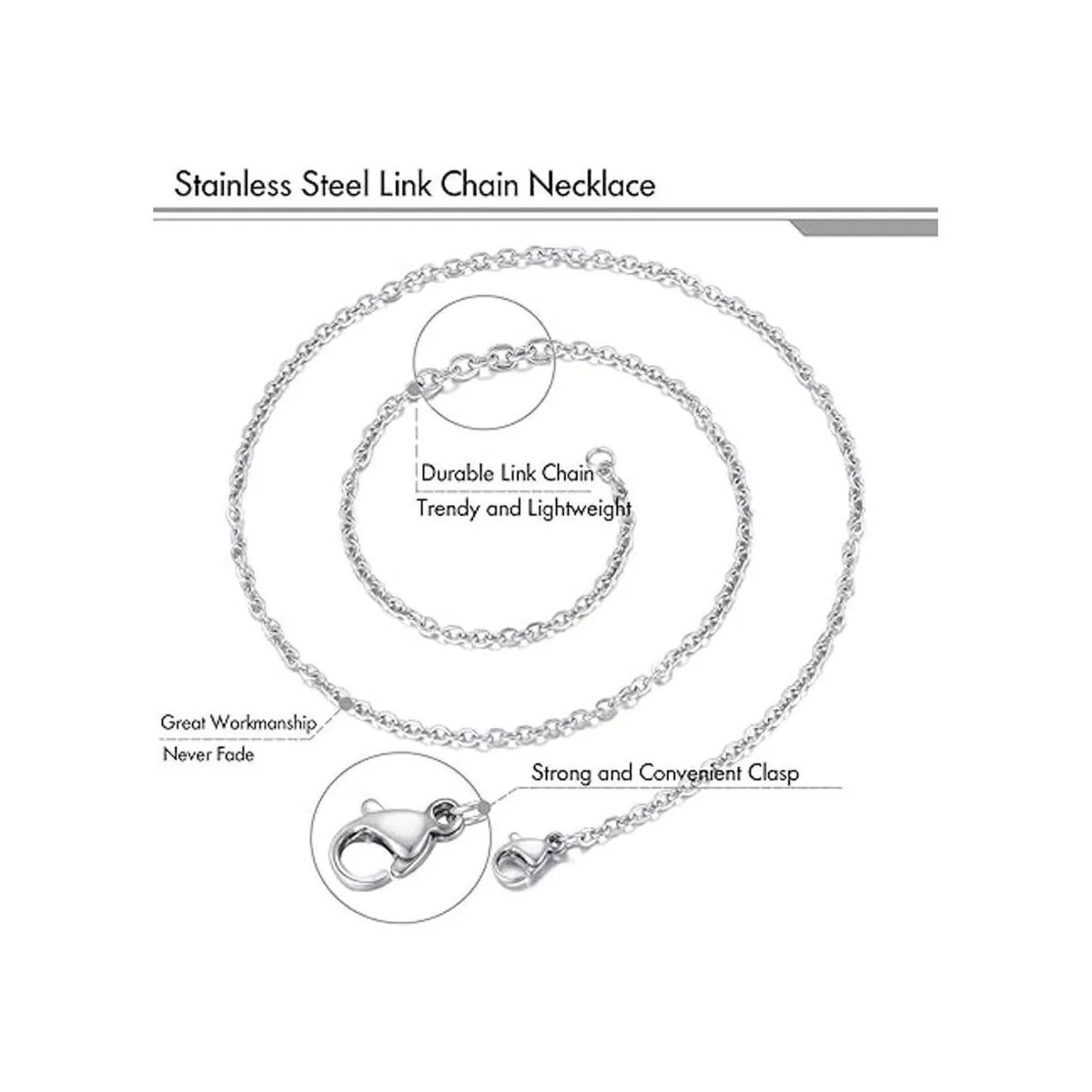 Paquete de 30 collares de 18 pulgadas de acero inoxidable