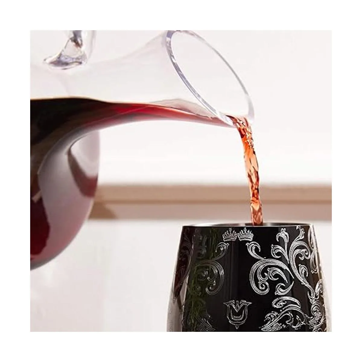 SKY FISH Copas de vino de acero inoxidable con chapado en_2