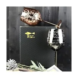 SKY FISH Copas de vino de acero inoxidable con chapado en_5