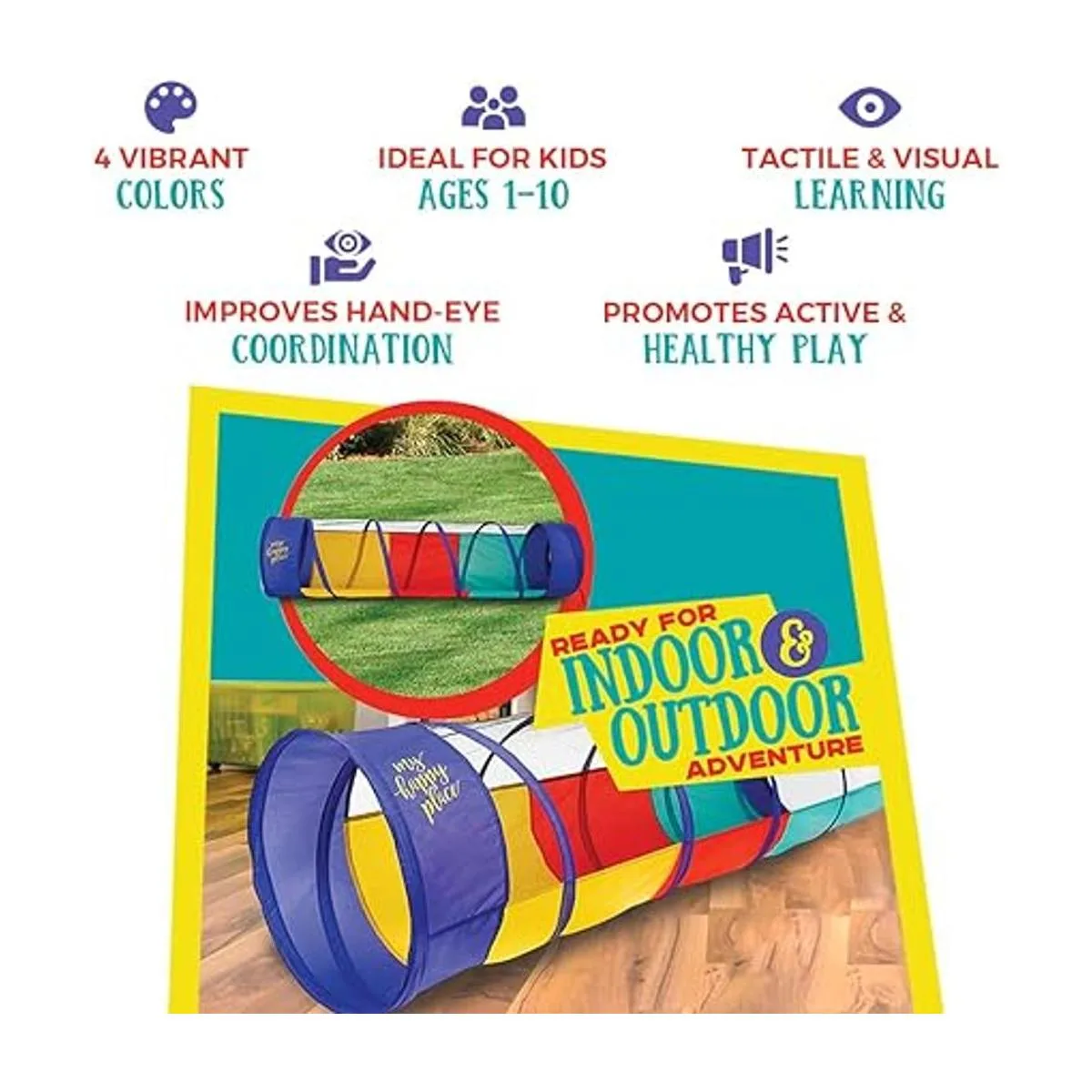 Kiddey Túnel de juego multicolor para niños 6 pies_3