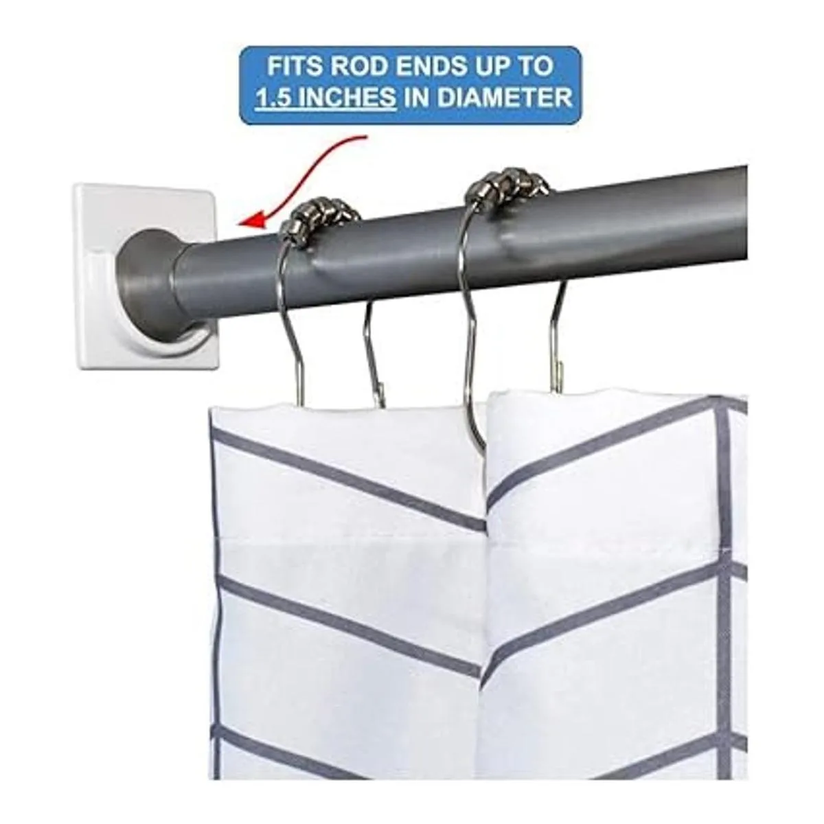 Adherion Soporte adhesivo para tubo de cortina de baño