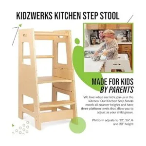 KidzWerks Torre de pie para niños taburetes de madera_3