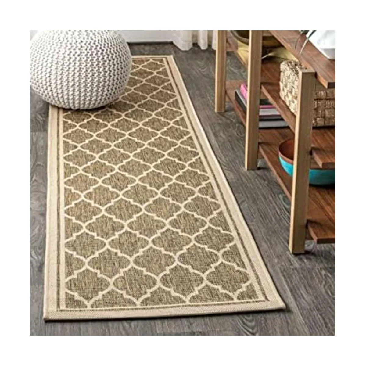 Alfombra tejida con textura y patrón enrejado en S_1