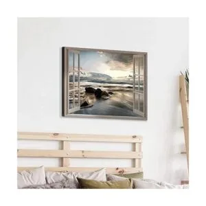 Arte de pared en lienzo para ventana falsa vista de