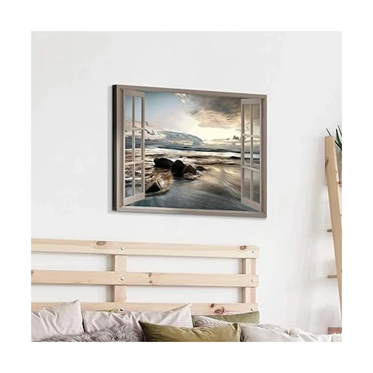 Arte de pared en lienzo para ventana falsa vista de