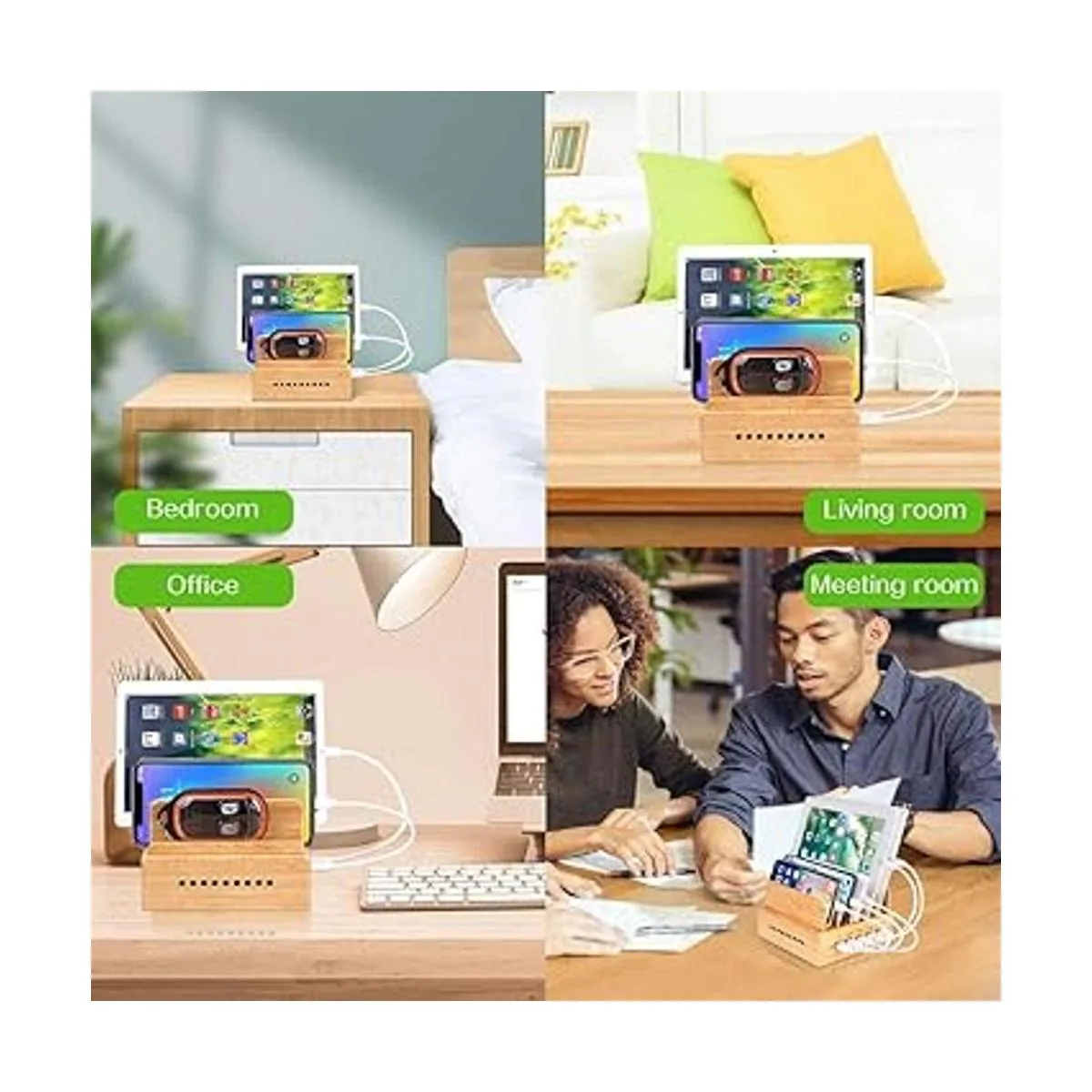 OthoKing Estación de carga de bambú con tecnología de_2