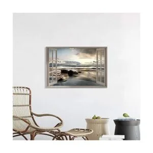 Arte de pared en lienzo para ventana falsa vista de