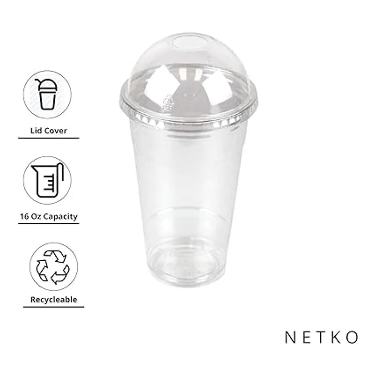 Netko Vasos de plástico con tapas de cúpula 50 juegos de