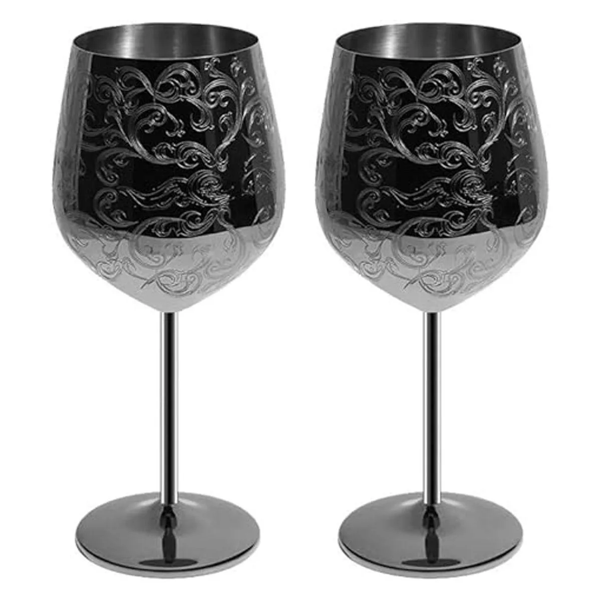 SKY FISH Copas de vino de acero inoxidable con chapado en_4