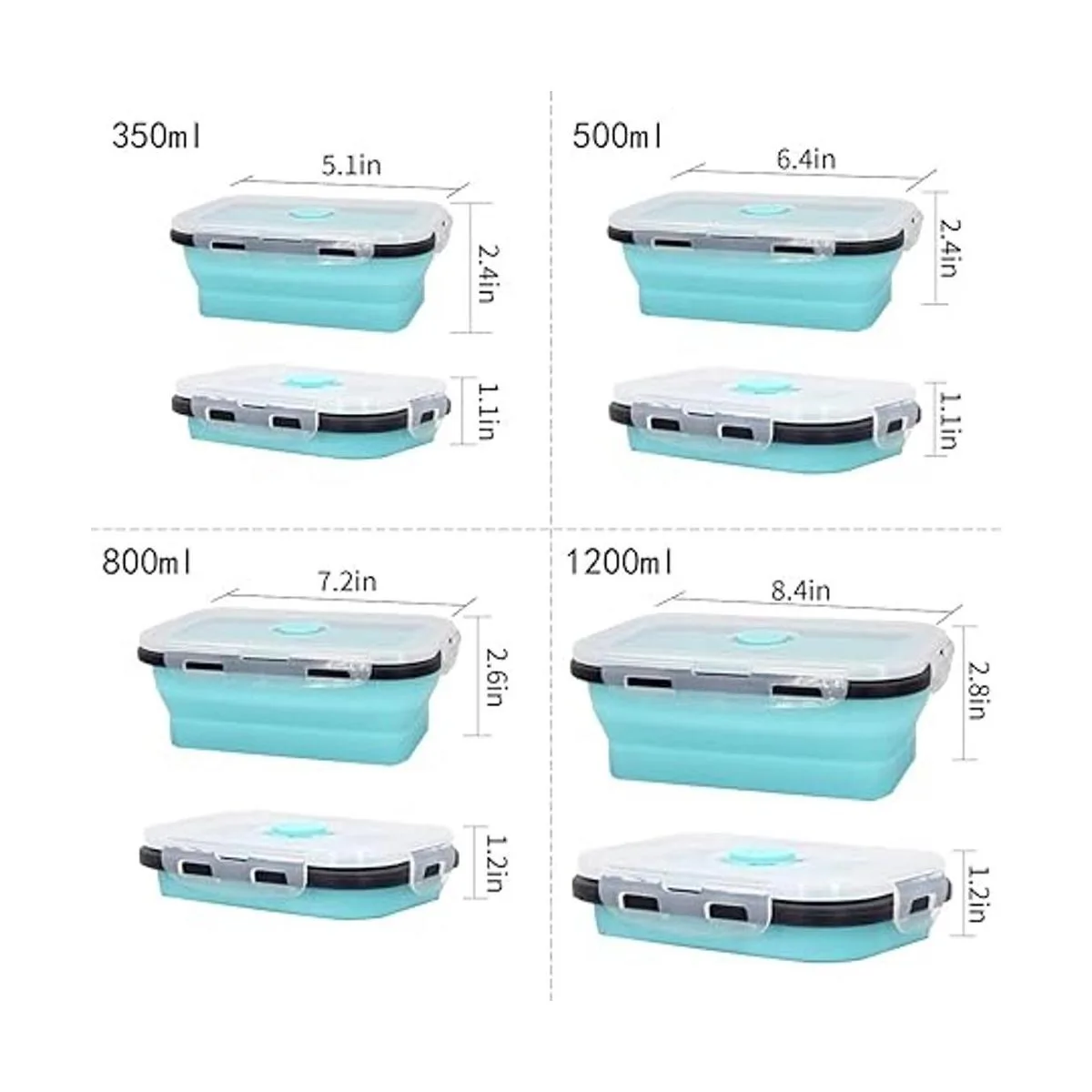 Plastic Food Storage Containers With Lids 4PC Silicone_2