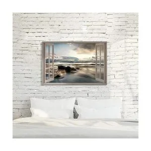 Arte de pared en lienzo para ventana falsa vista de