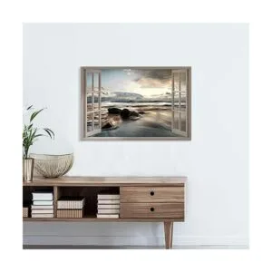 Arte de pared en lienzo para ventana falsa vista de