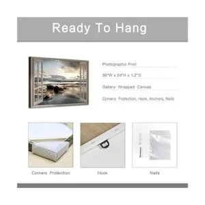 Arte de pared en lienzo para ventana falsa vista de