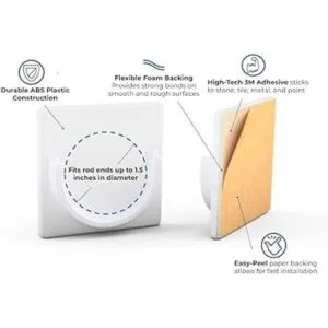 Adherion Soporte adhesivo para tubo de cortina de baño