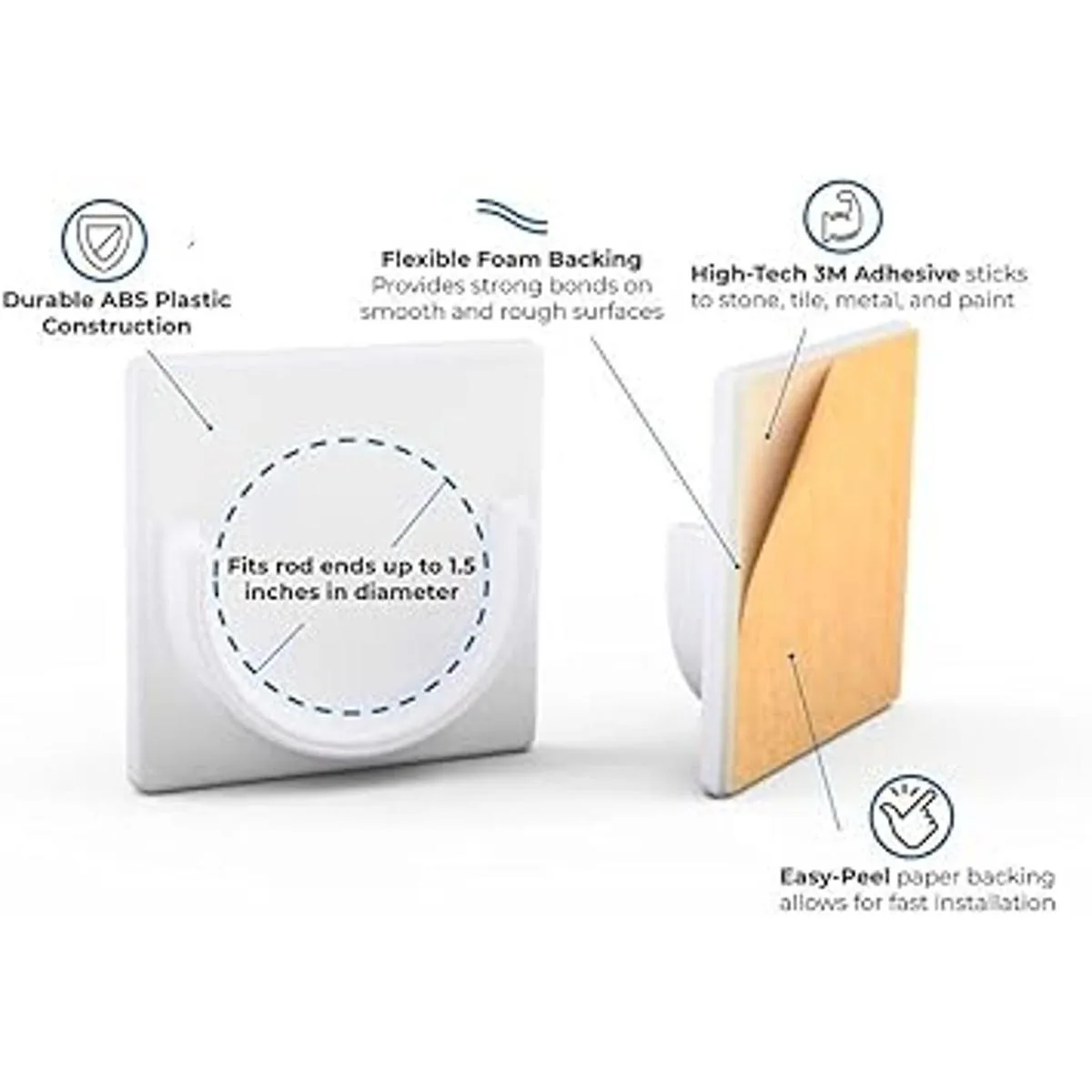 Adherion Soporte adhesivo para tubo de cortina de baño