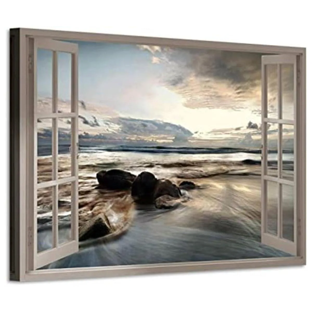 Arte de pared en lienzo para ventana falsa vista de