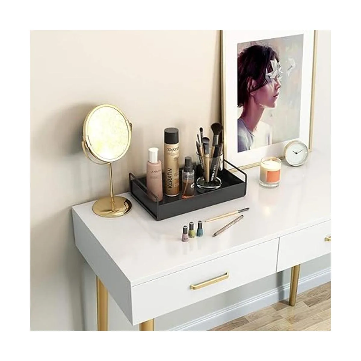 KINGBERWI Bandeja de baño organizador de encimera de