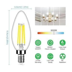 Paquete de 12 bombillas LED regulables para vela