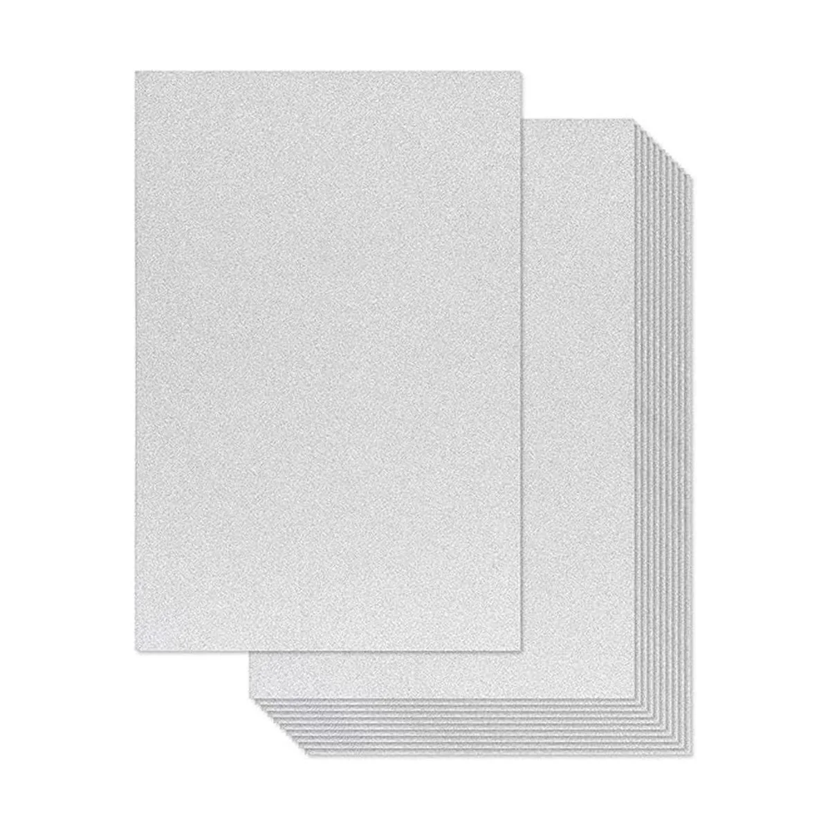 Papel de cartulina con purpurina plateada paquete de 15