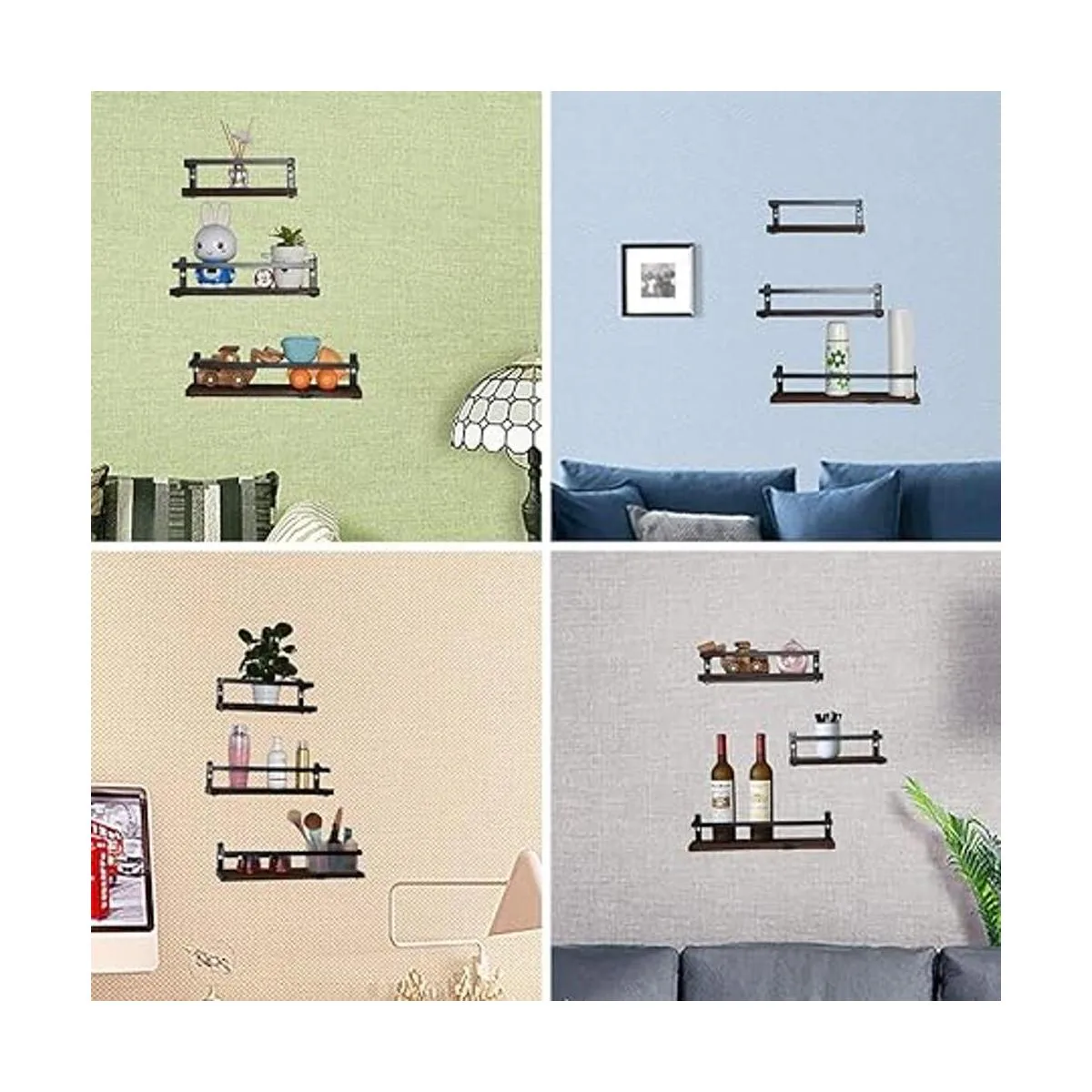 PHUNAYA Estantes flotantes de madera rústica montado en la