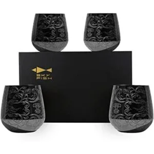 SKY FISH Stemless Stainless Steel Etching Wine Glasses18_1