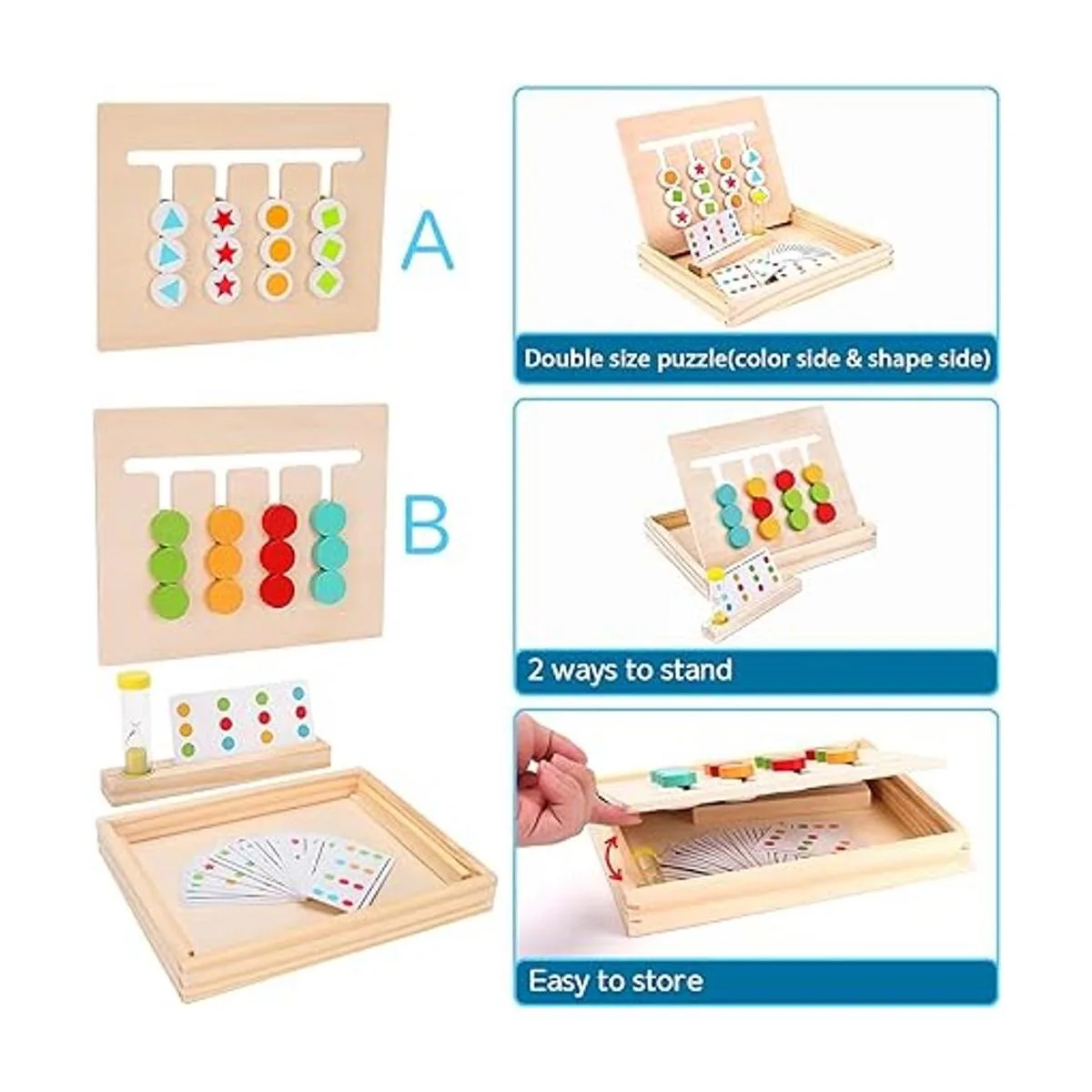 Montessori Learning Toys Slide Puzzle Color Shape_2