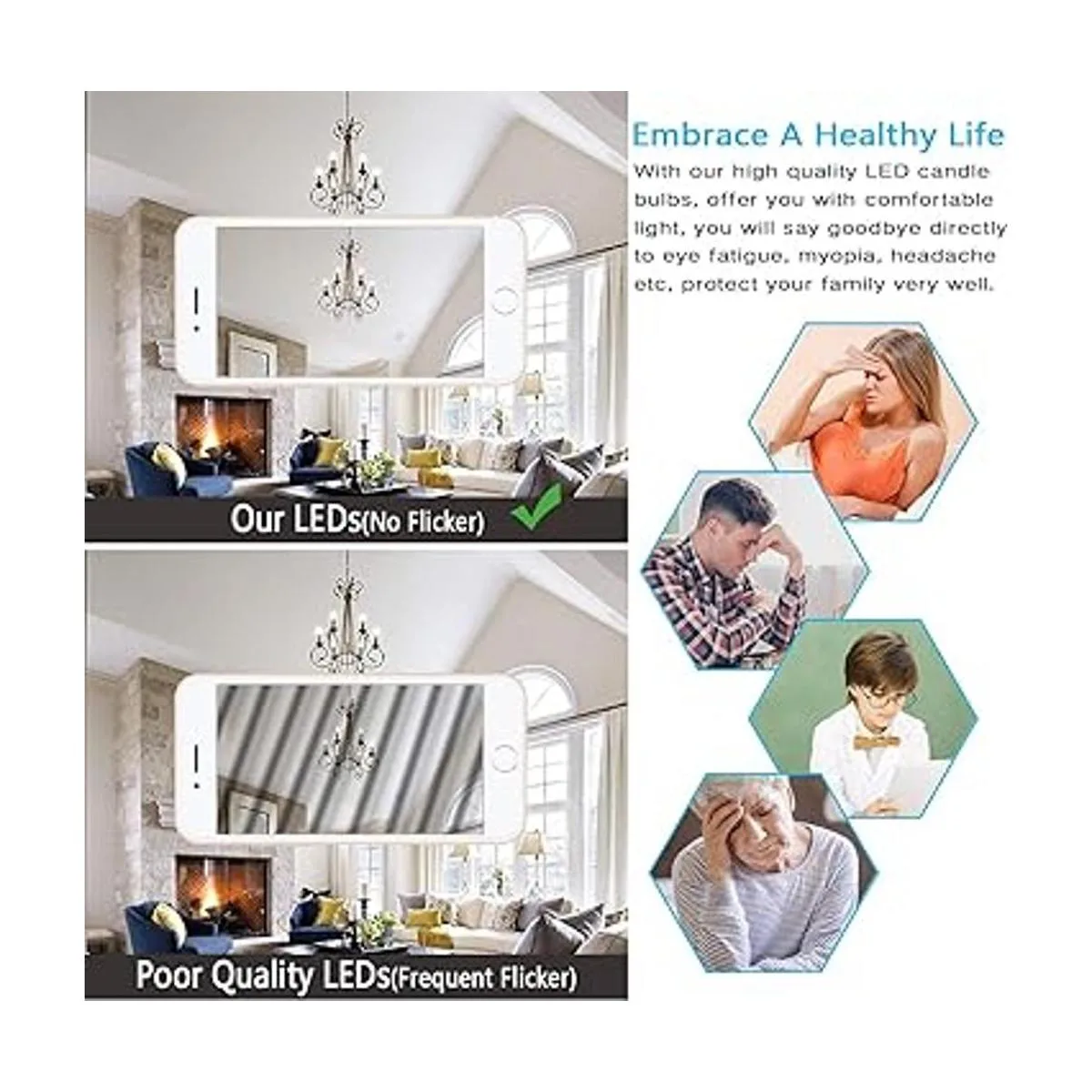 Paquete de 12 bombillas LED regulables para vela