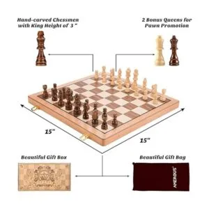 AMEROUS Juego de ajedrez de madera magnético juego de_3