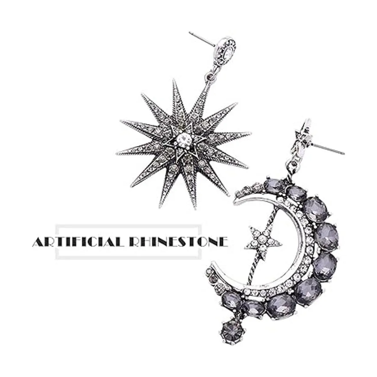 MINIDUO aretes de luna y estrella para niñas joyas a la_4