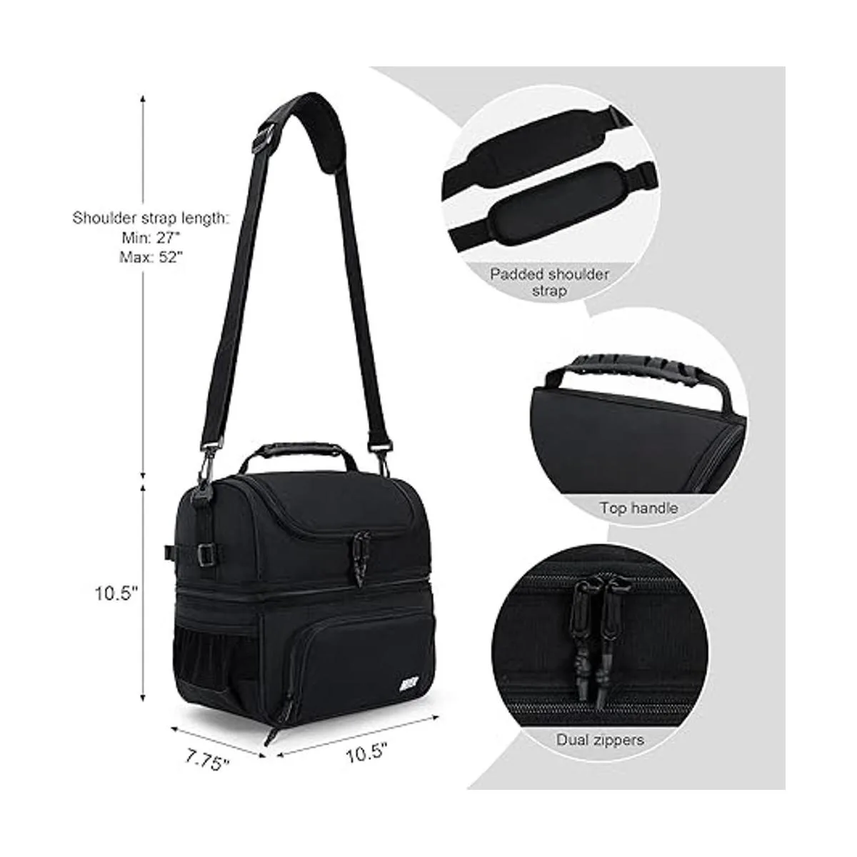 MIER Bolsa de almuerzo con doble compartimento y correa_4