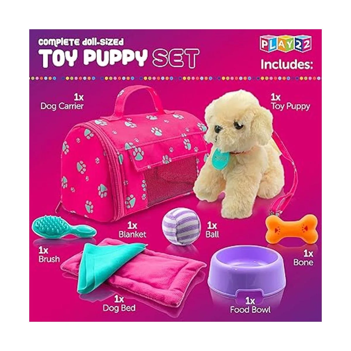 Play22 Juego de 9 muñecos de peluche para cachorros