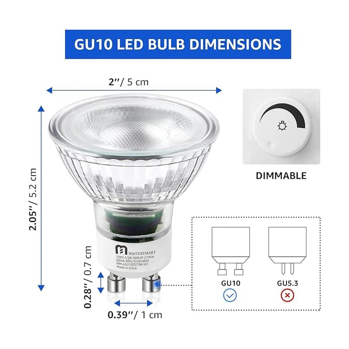Mastery Mart Bombilla LED GU10 equivalente a 50 W 55 W_2