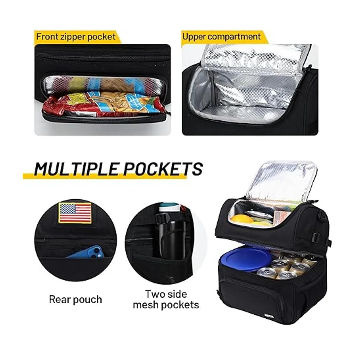 MIER Bolsa de almuerzo con doble compartimento y correa_3