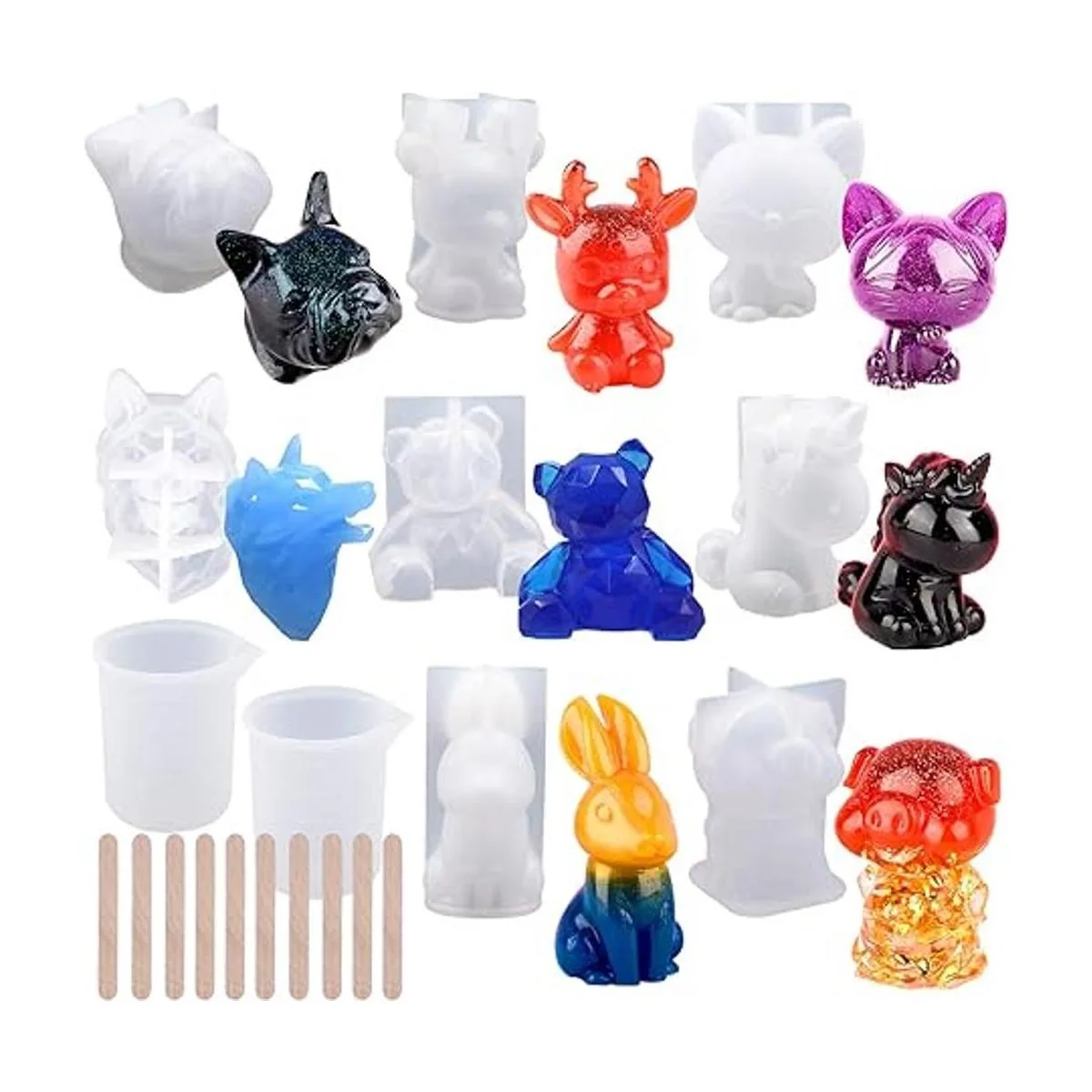 EuTengHao Juego de 20 moldes de resina 3D para animales