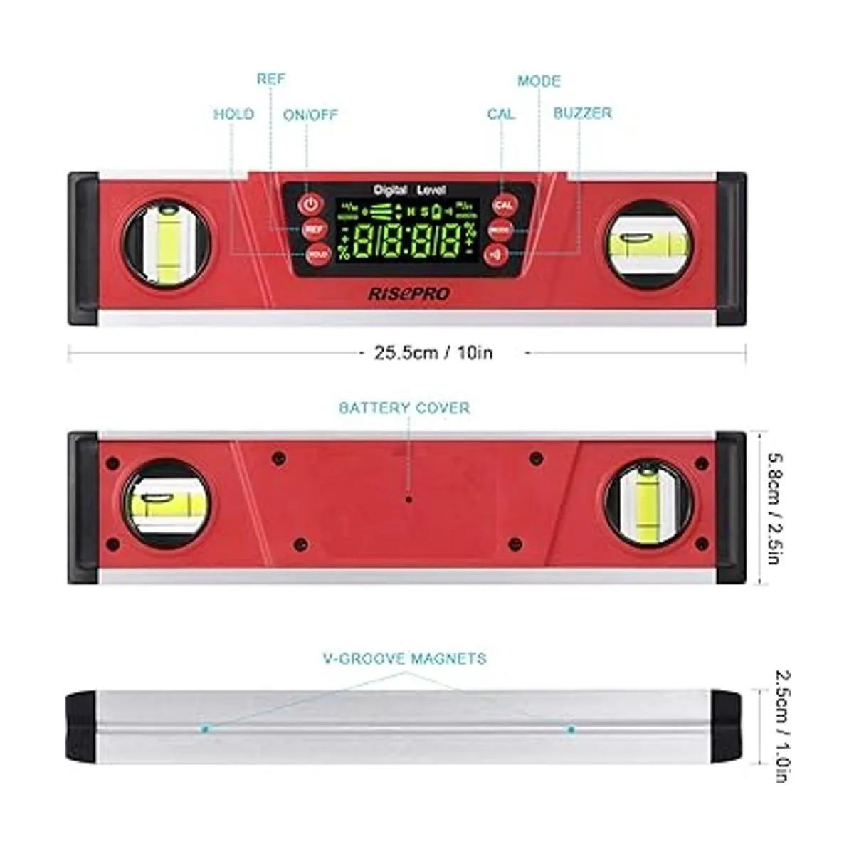 Nivel magnético digital y transportador RISEPRO 10_2