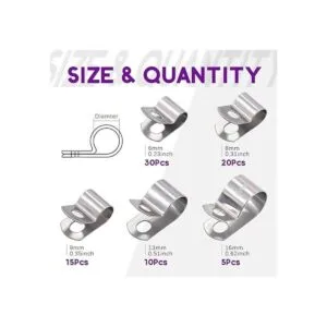 Swpeet Juego de 80 abrazaderas de acero inoxidable 304 de