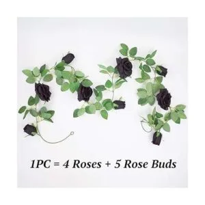 Etistta 2 piezas de vid de rosa negra artificial de 6.5_2