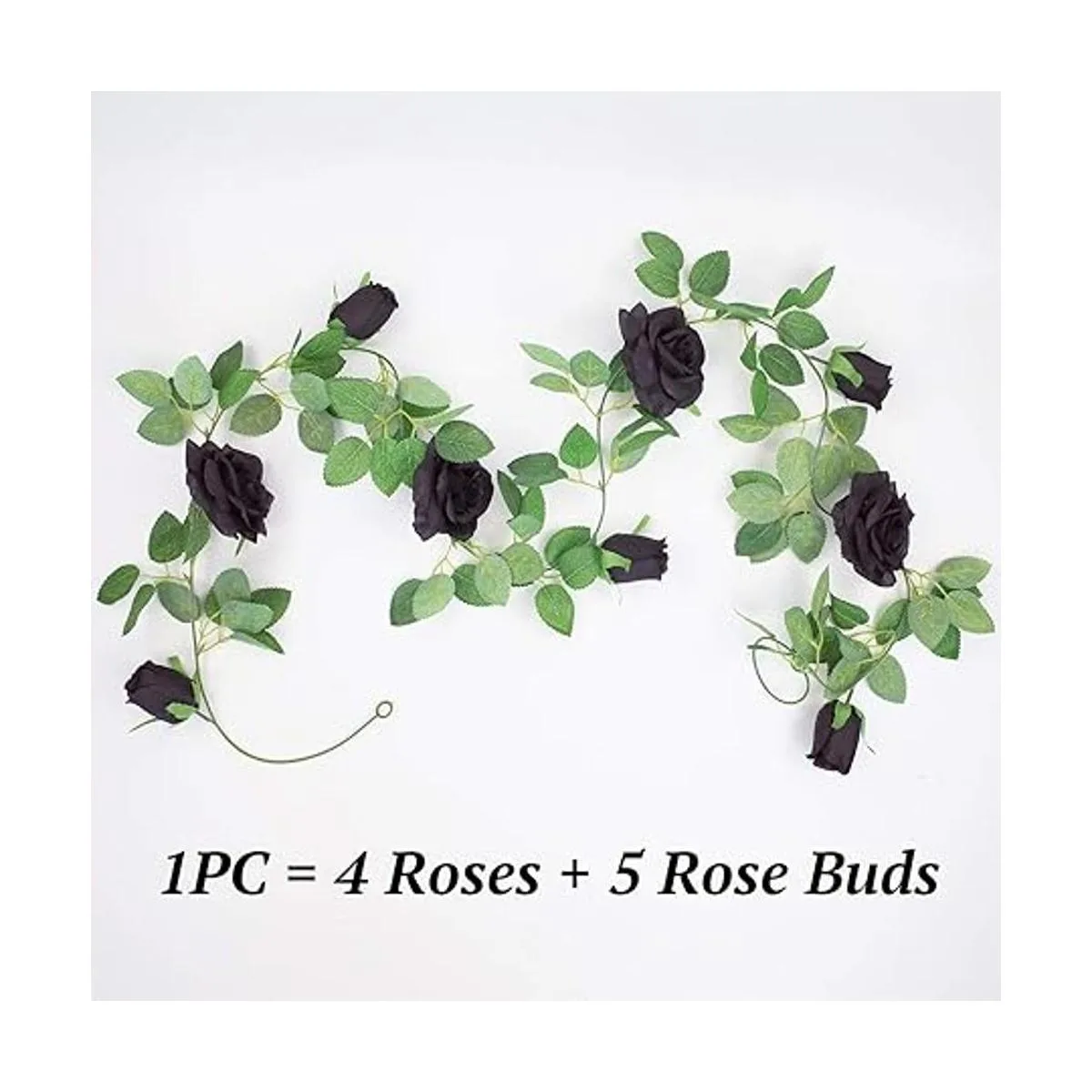 Etistta 2 piezas de vid de rosa negra artificial de 6.5_2