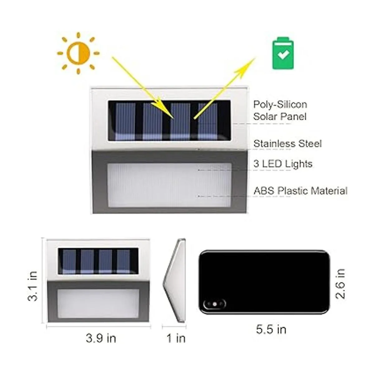 GIGALUMI Luces solares para la terraza 3 luces LED