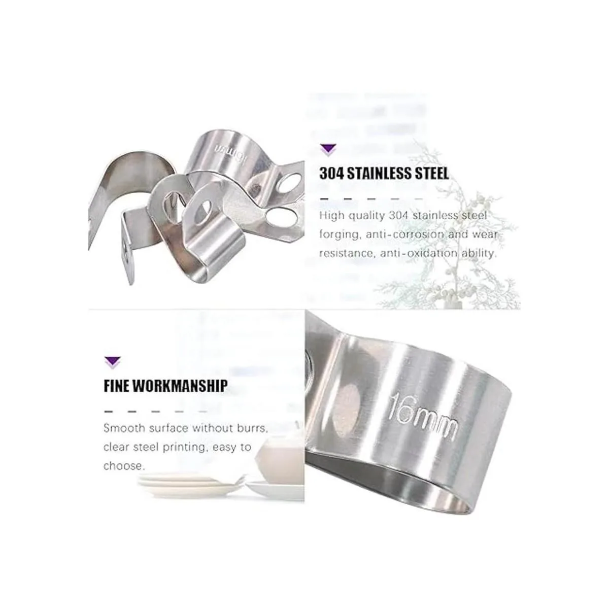 Swpeet Juego de 80 abrazaderas de acero inoxidable 304 de